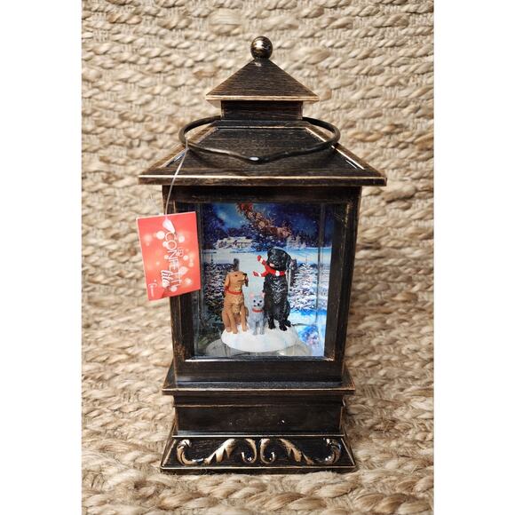 Battery Operated Light Up Swirl Christmas Puppy Dogs Water Lantern 8.5" New! - Picture 2 of 9